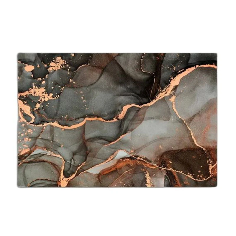 Brown Black Gold Gray Abstract Marble Golden Fluid Print Canvas Wall Art For Livingroom Bedroom Decor