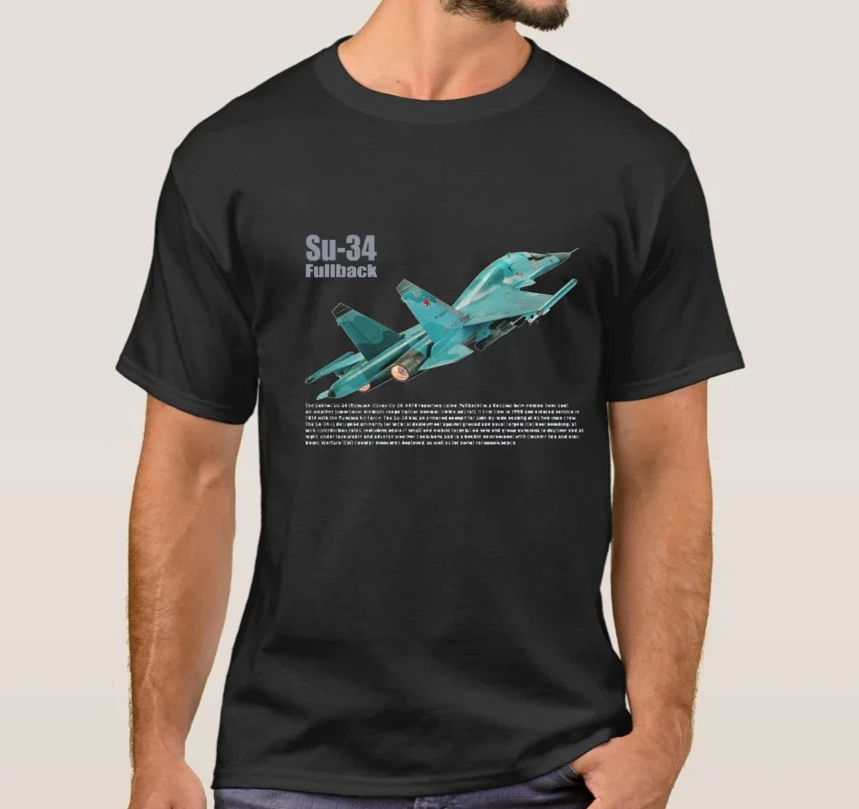 

Soviet Union Russian Su-34 Fullback Fighter Bomber T-Shirt. Summer Cotton Short Sleeve O-Neck Mens T Shirt New S-3XL