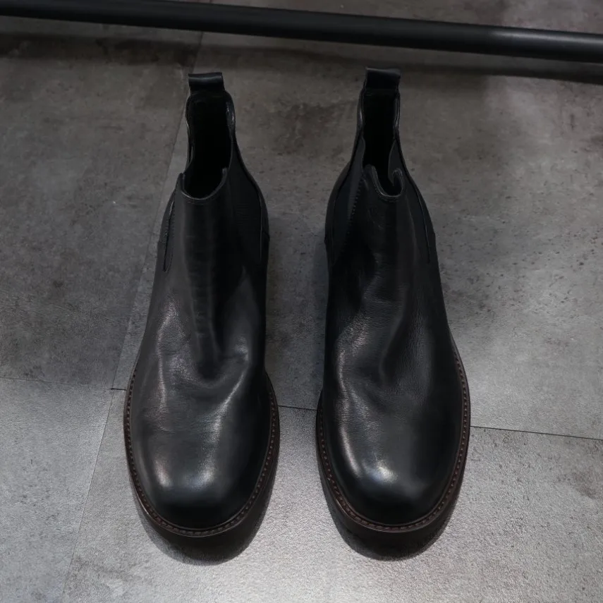 

Ботинки челси в стиле ретро, мужские кожаные рабочие ботинки на трубке, Briti Sle High Top oes, осень-зима, Новое поступление Thi Bot R...