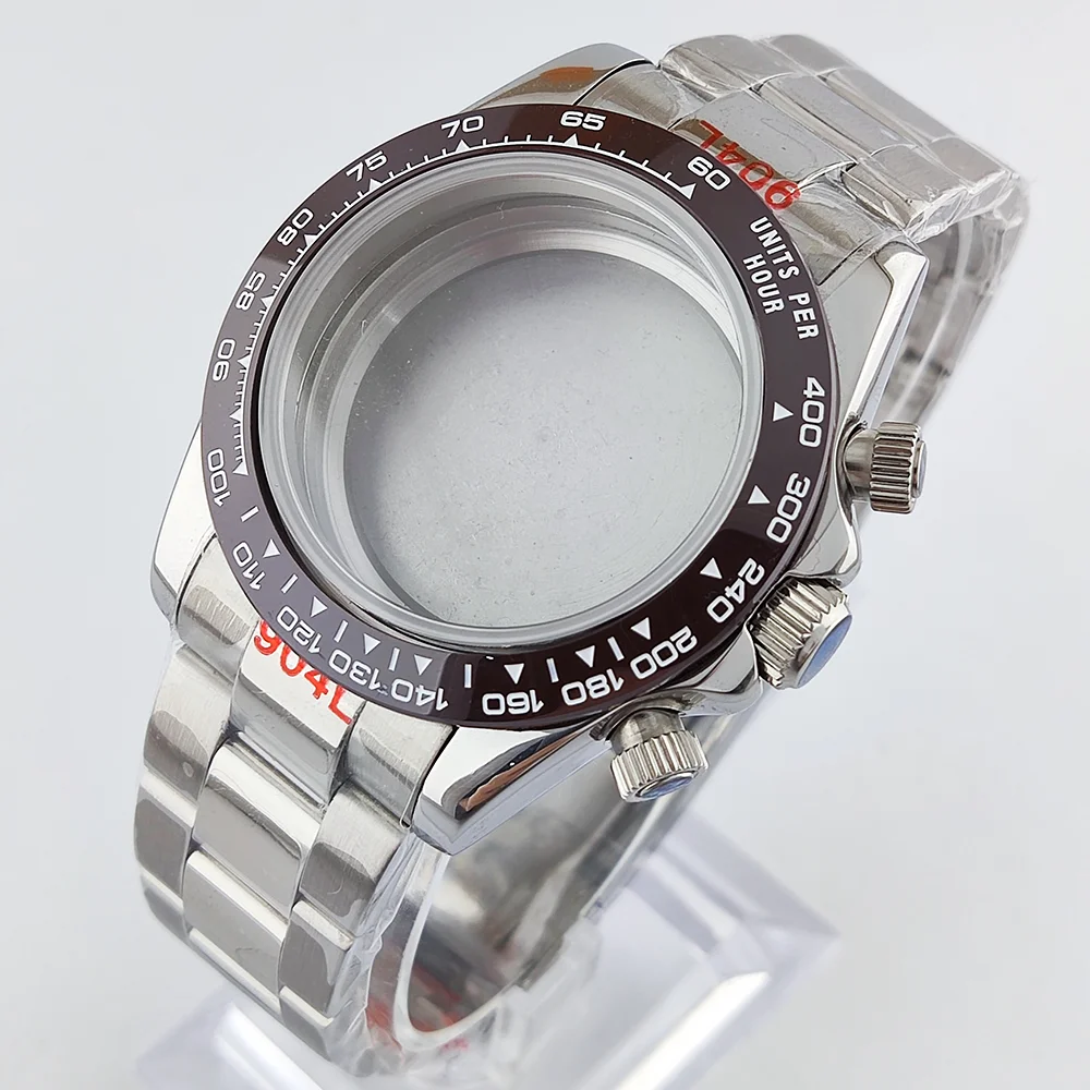 

VK63 Watch Case Sapphire Glass Waterproof 39mm Watch Case Ceramic Bezel 904L Stainless Steel Case Luxury Men's Watch Case