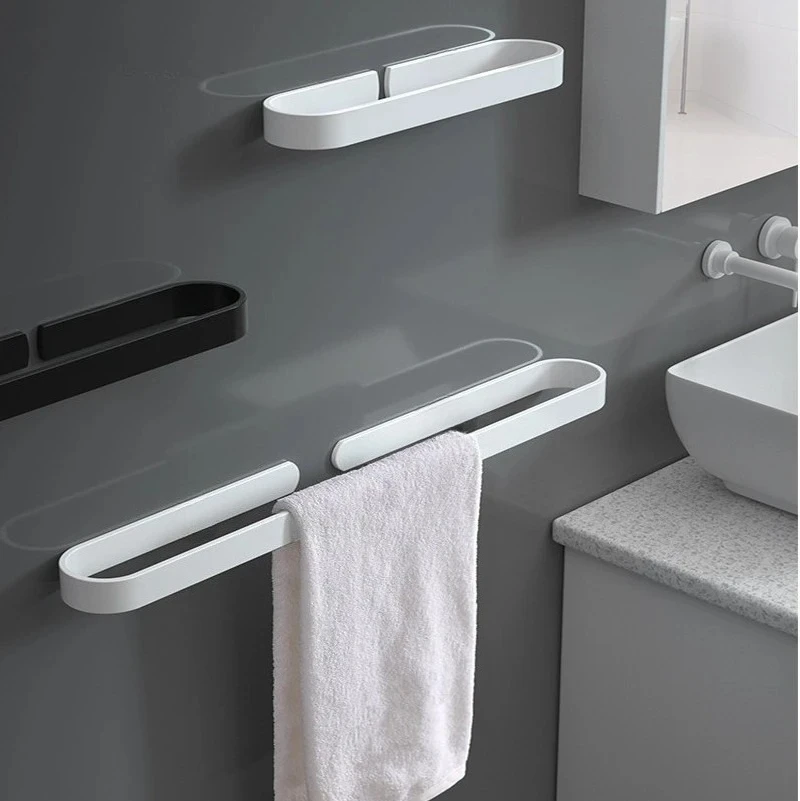 

Household Bathroom Towel Rack No Drilling Simple Shoe Rack Aluminum Alloy Storage Rod Draining Holder Wall Mounted Towel Bar