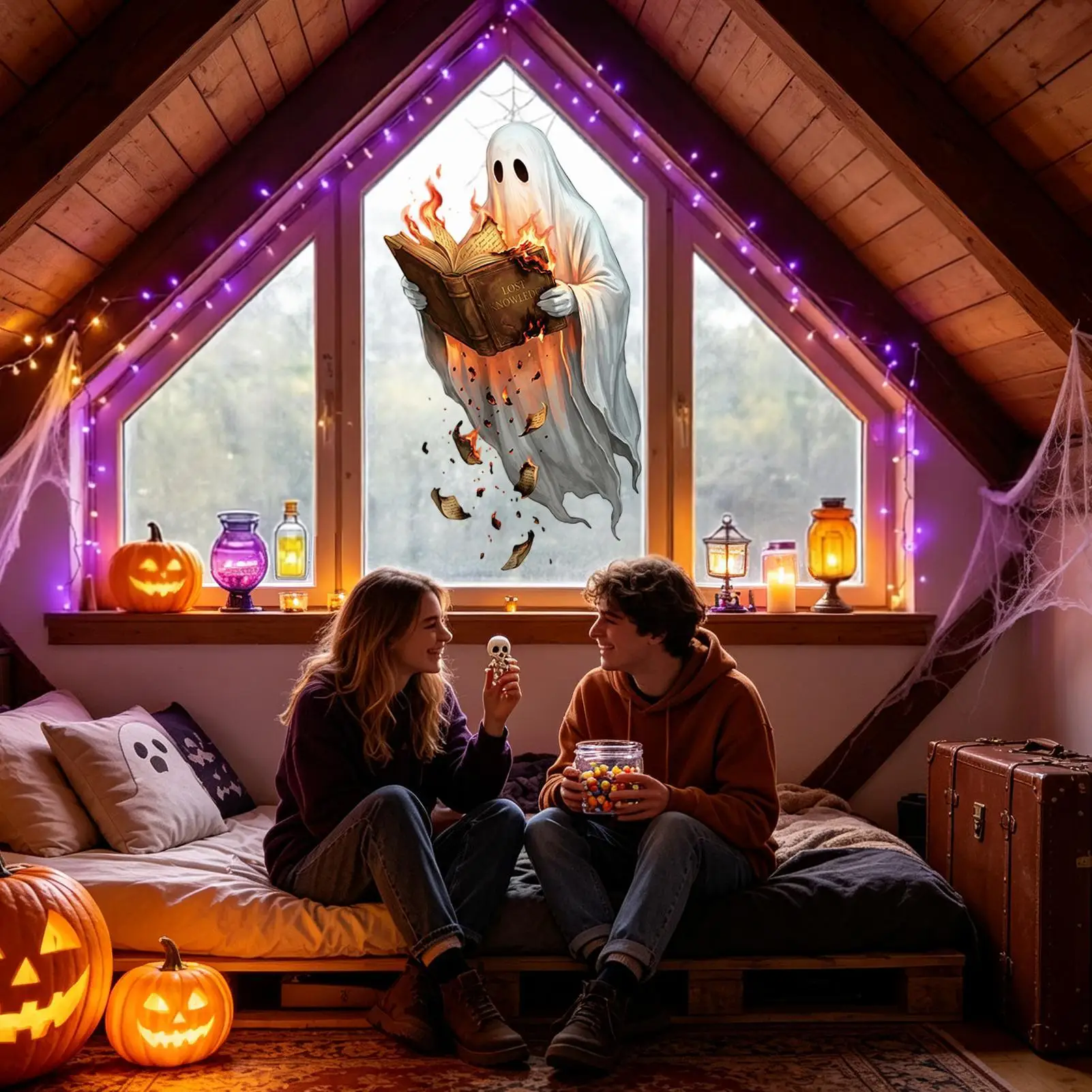 Oversized Halloween Ghost Stickers, Flying Ghost Lanterns, Window Decals Suitable for Home, Office, Party Decorations