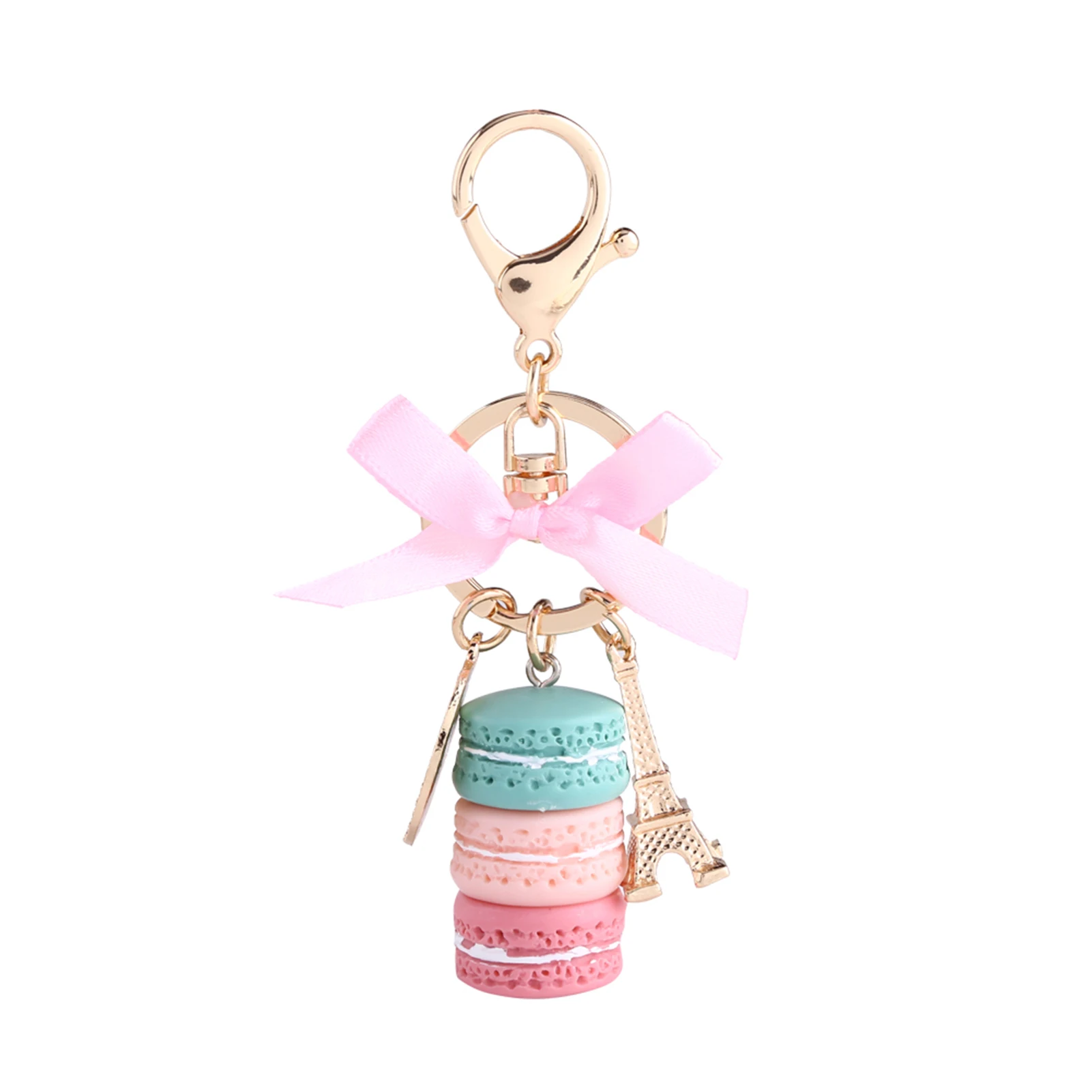 E9 Colorful Cute Macaroon Eiffel Tower Keychain Keyring Bag Pendant Car Charm Halloween Decoration
