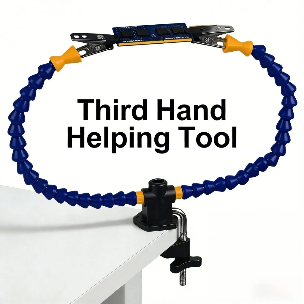 Soldering Station Helping Hand Third Hand Tool 3 Flexible Arms with Adjustable Vise Table Desk Clamp Base PCB Holder
