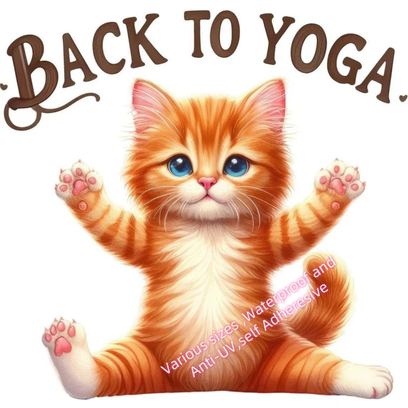 Three Ratels X21 Funny  Yoga Cat sticker Car laptop Fridge Stickers Vinly material