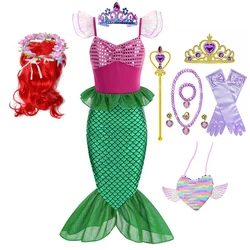 Girls Mermaid Dress Ariel Prom Princess Costumes Cosplay Dress for Kids Girls Summer Casual Halloween Birthday Party Dress Up
