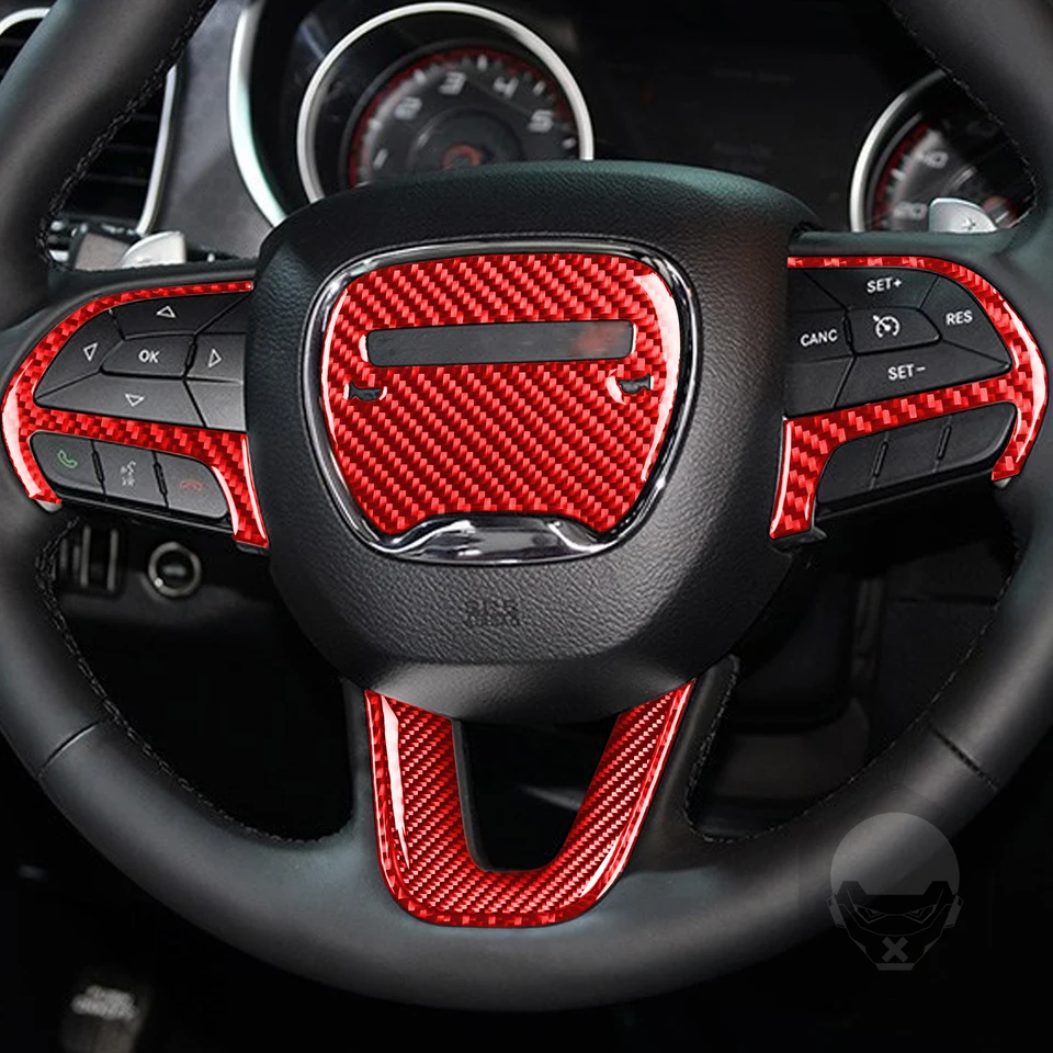 4x Interior Center Gear Shift Cover Kit For Dodge Charger 2015 Red Carbon Fiber