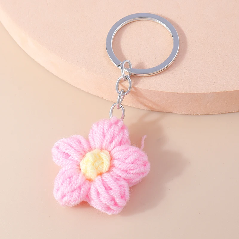 Aihua Heiße Neue Handgemachte Gestrickte Schlüsselbund Schlüsselring Für Frauen Mädchen Nette Gehäkelte Blume Anhänger Auto Schlüssel Ring Handtasche Charme Geschenke – Detail 17