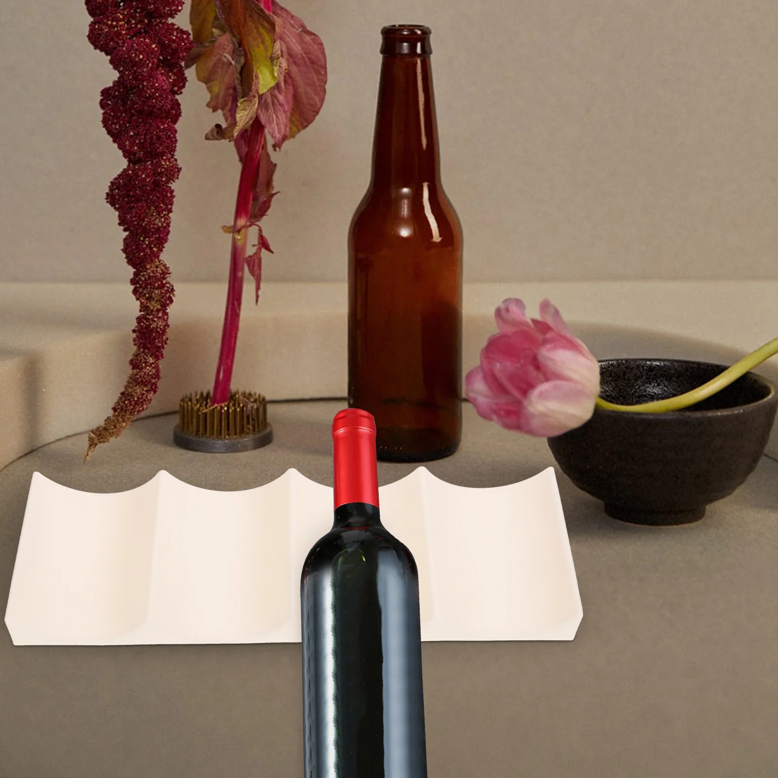 

Food Grade Plastic Wine Rack Horizontal Storage Rack Wave Groove Non Slip Mat for 10 Bottles Perfect Kitchen Countertop Pantry