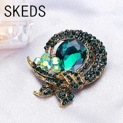 SKEDS Exaggerated New Creative Big Rhinestone Badges Pins For Women Lady Fashion Exquisite Luxury Brooches Banquet Dress Jewelry