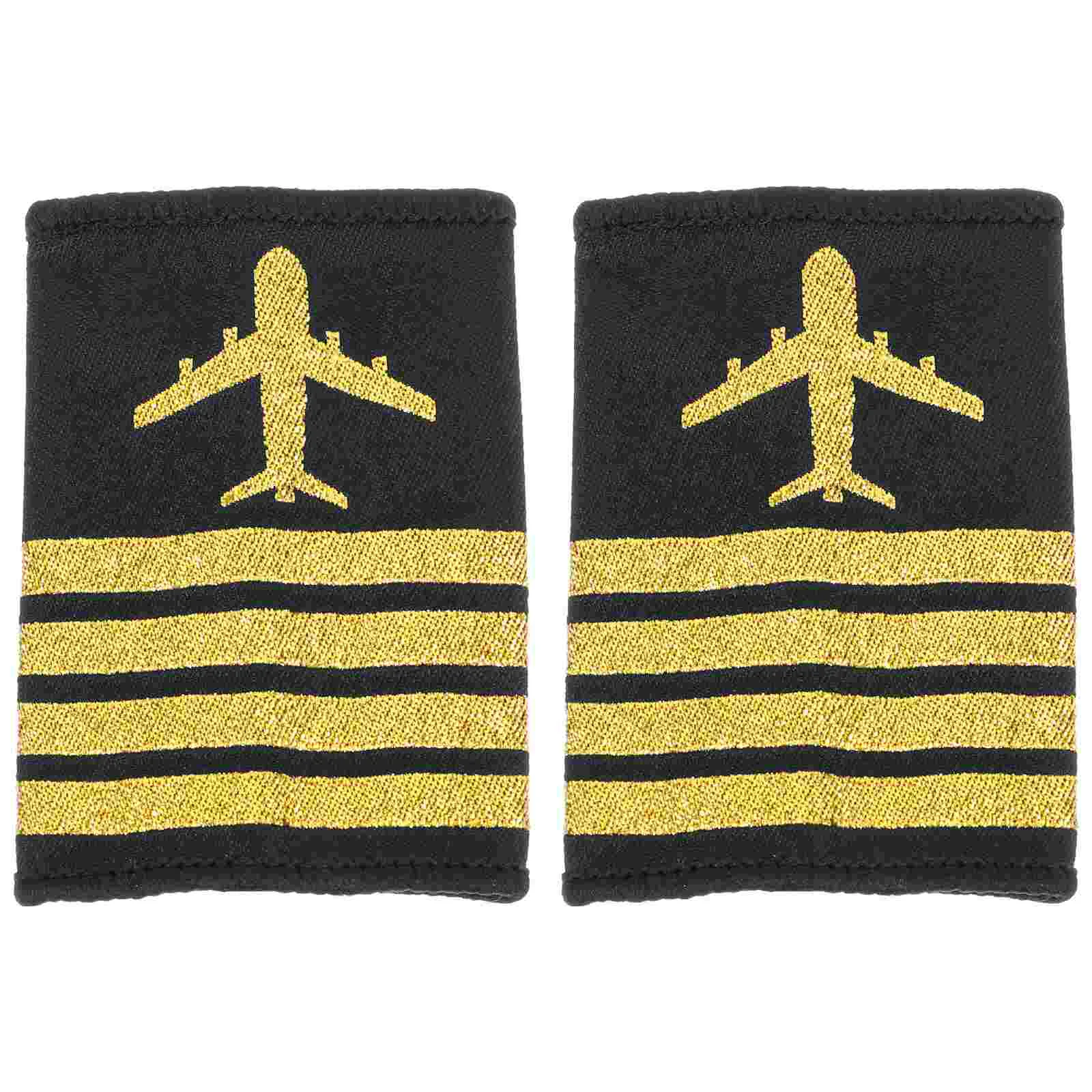 

2 Pcs Pilot's Epaulettes Airplane Vintage Shoulder Applique Men Epaulets Uniform Ribbon