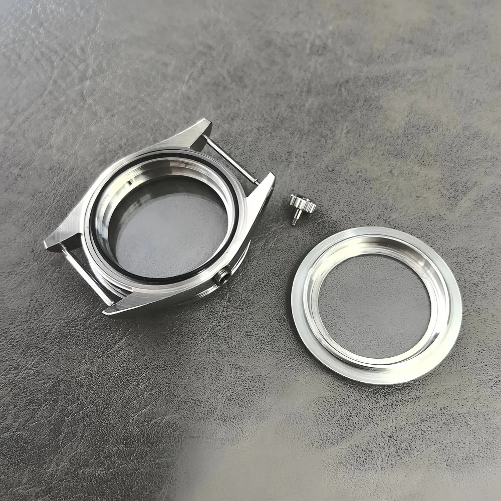 36 مللي متر/39 مللي متر حافظة ساعة من الفولاذ المقاوم للصدأ مع كريستال الياقوت يناسب NH35/NH36 حافة حلزونية 20 مللي متر حزام فولاذي عرض التاريخ المكبر