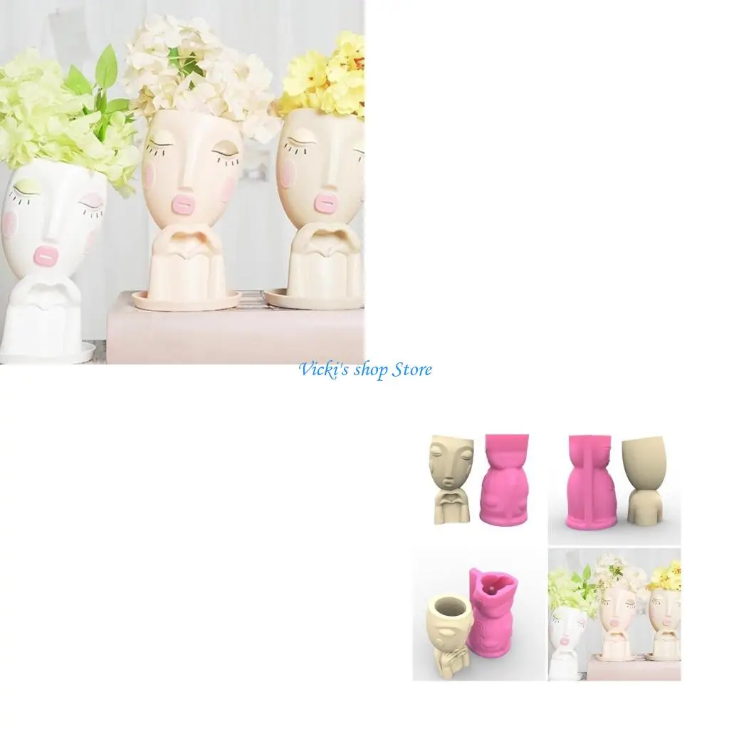 Pen Holder Silicone Mold Desktop Ornament Heart Girl Planter Flowerpot