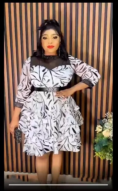 New Plus Size Fashion Women Dress Three Quarter Sleeve Floral Printing  Lace Patchwork Round Neck OL Commuter Lady Dress Summer