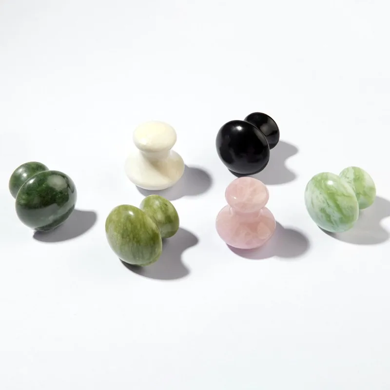 1PCS Natural Green Quartz Stone Mushroom Shape Massager Facial Massage Eye Neck Care Acupoint Meridian Health Beauty Tools