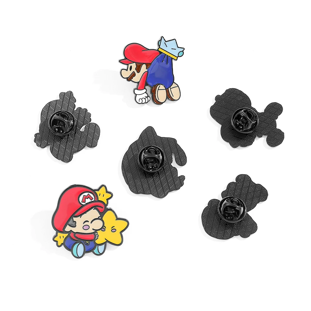 3/6 pcs Classic Game Super Mario Bros Enamel Lapel Pins Cartoon Mario Bros Brooch for Backpack Badge Pins Accessories