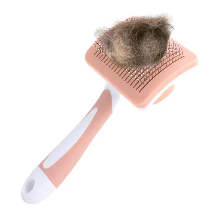 Grip Self Cleaning Pet Slicker Brush, Derramamento e Grooming Tool para Animais de Estimação, Remova o Cabelo Solto, Suavemente