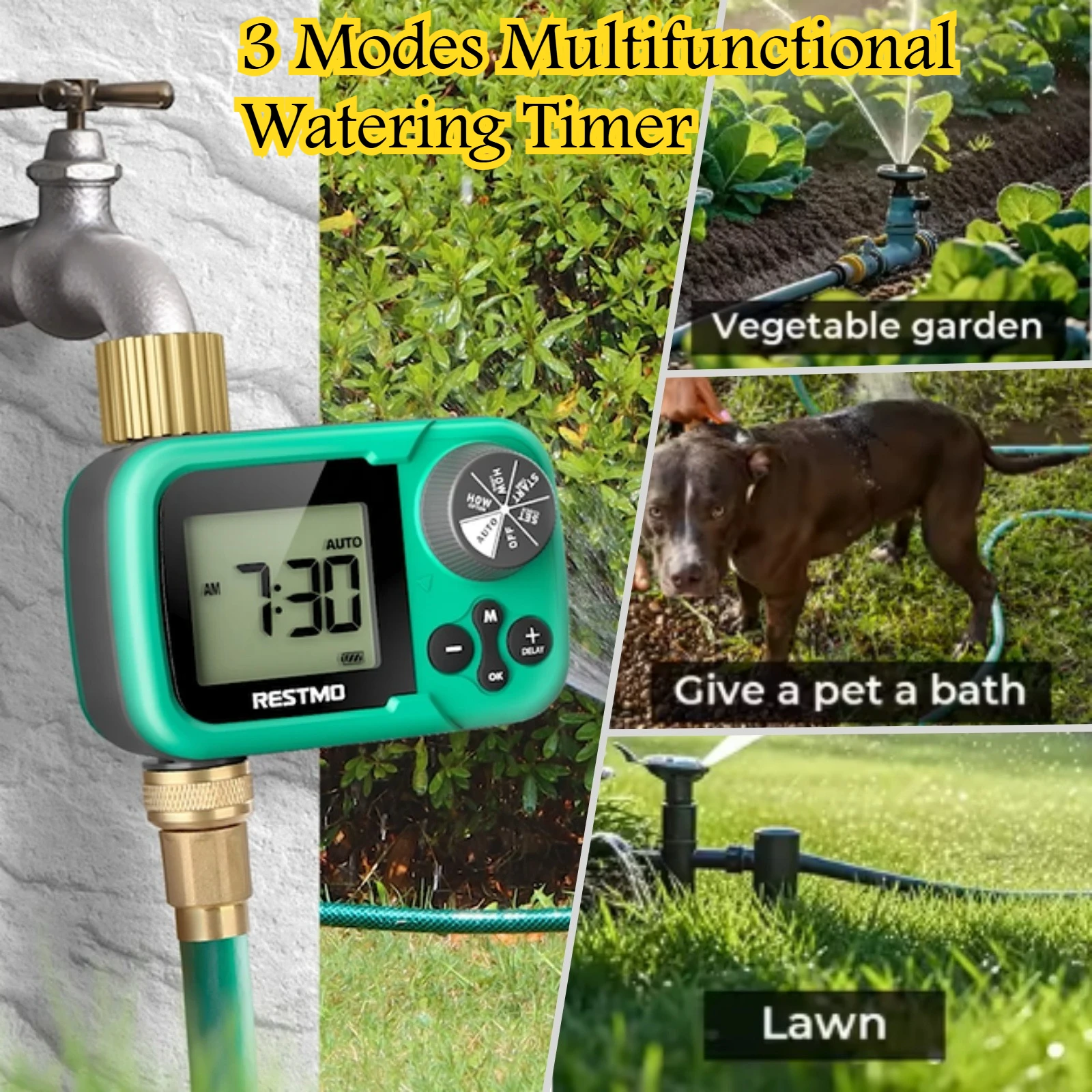 

Smart Water Timer Zero Low Pressure Garden Irrigation Timer Auto Manual Rain Delay for Rain Barrel Garden Watering System