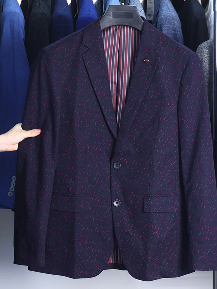 

Homesick Men's Fashion Simple Business Casual Floral Suit Jacket Spring Autumn Seasonal Long Sleeve Standard Fit round Hem