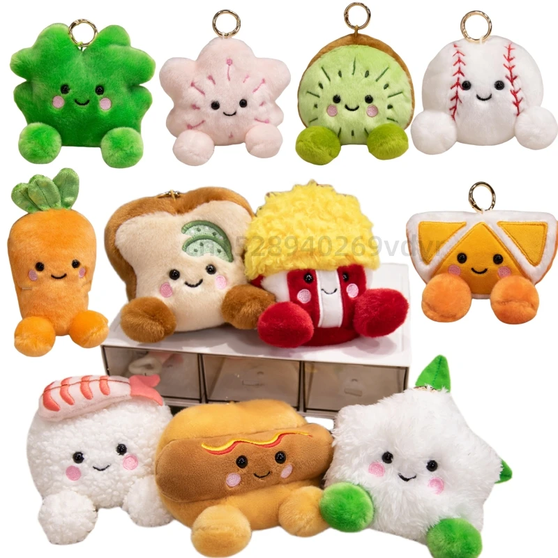 Serie bonita de frutas y verduras, postre, tostado, colgante de Perro Caliente, bolsa, decoración de llaves, regalos originales de Navidad y Halloween para bebé