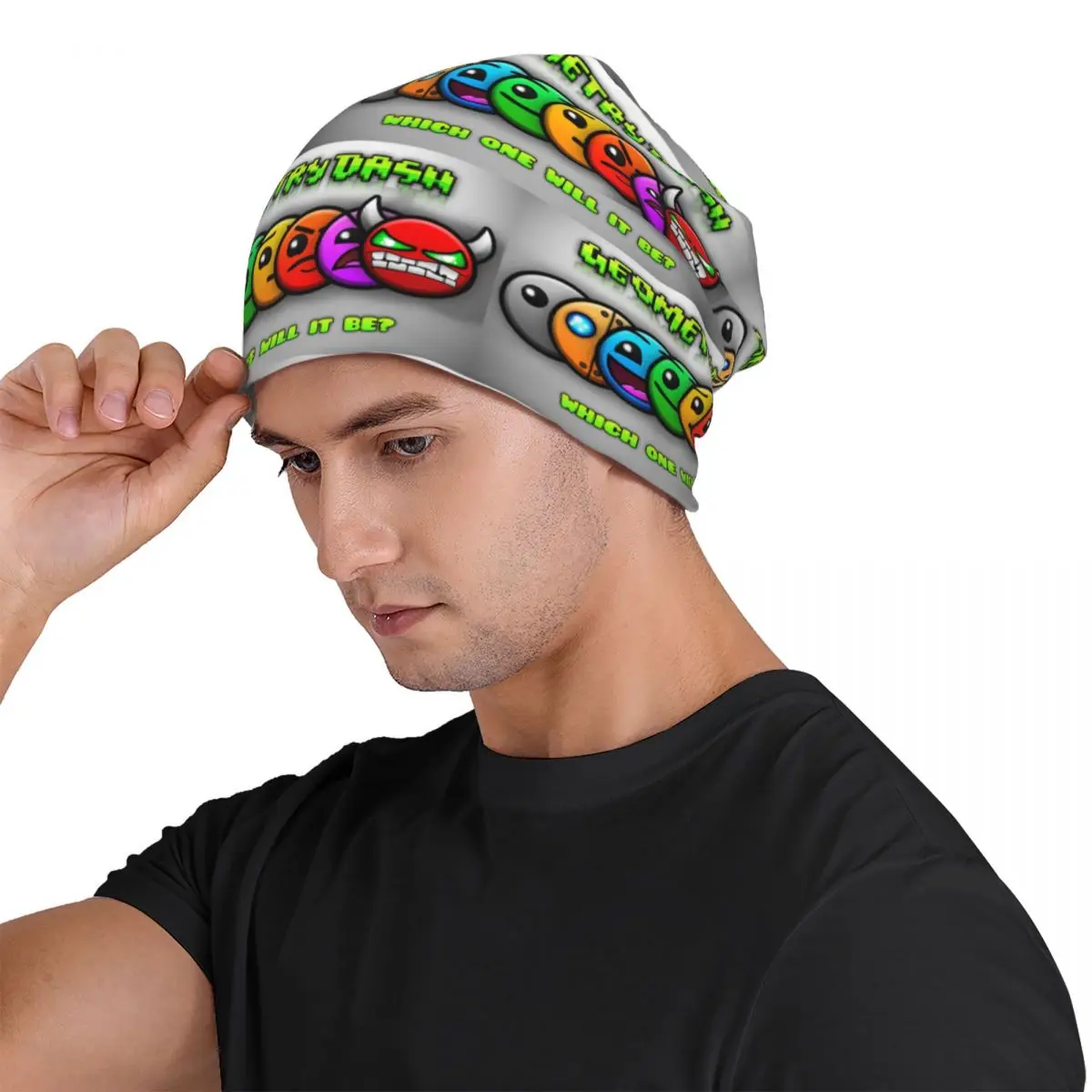 Video Game Geometry Dash Unisex Adult Beanies Caps Knitting Bonnet Hat Warm Hip Hop Autumn Winter Outdoor Skullies Hats