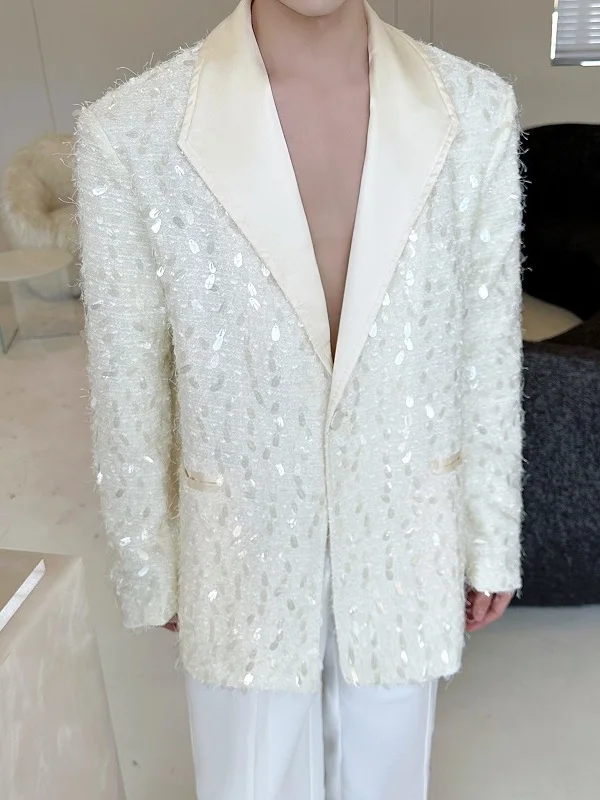 

Мужской костюм iny с блестками, джет, осеннее модное повседневное пальто в стиле вестерн, наряд для выступлений, уличный костюм певицы