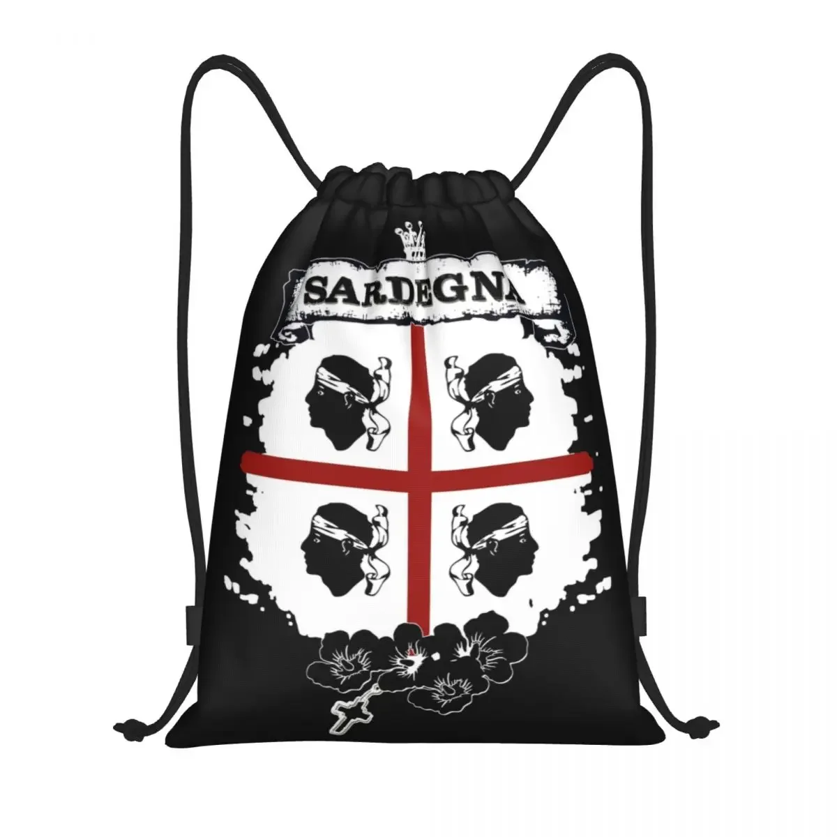 Custom Sardinia Flag Four Moors Drawstring Backpack Women Men Gym Sport Sackpack Italy Sardegna Coat of Arms Training Bag Sack