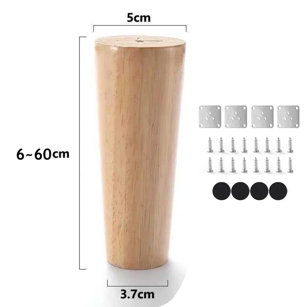 4pcs Solid Wood Furniture Legs Coffee Table Feet Wooden Cabinet Legs for Replacement Fashion Hardware Bed Sofa Chair Legs 6-60cm