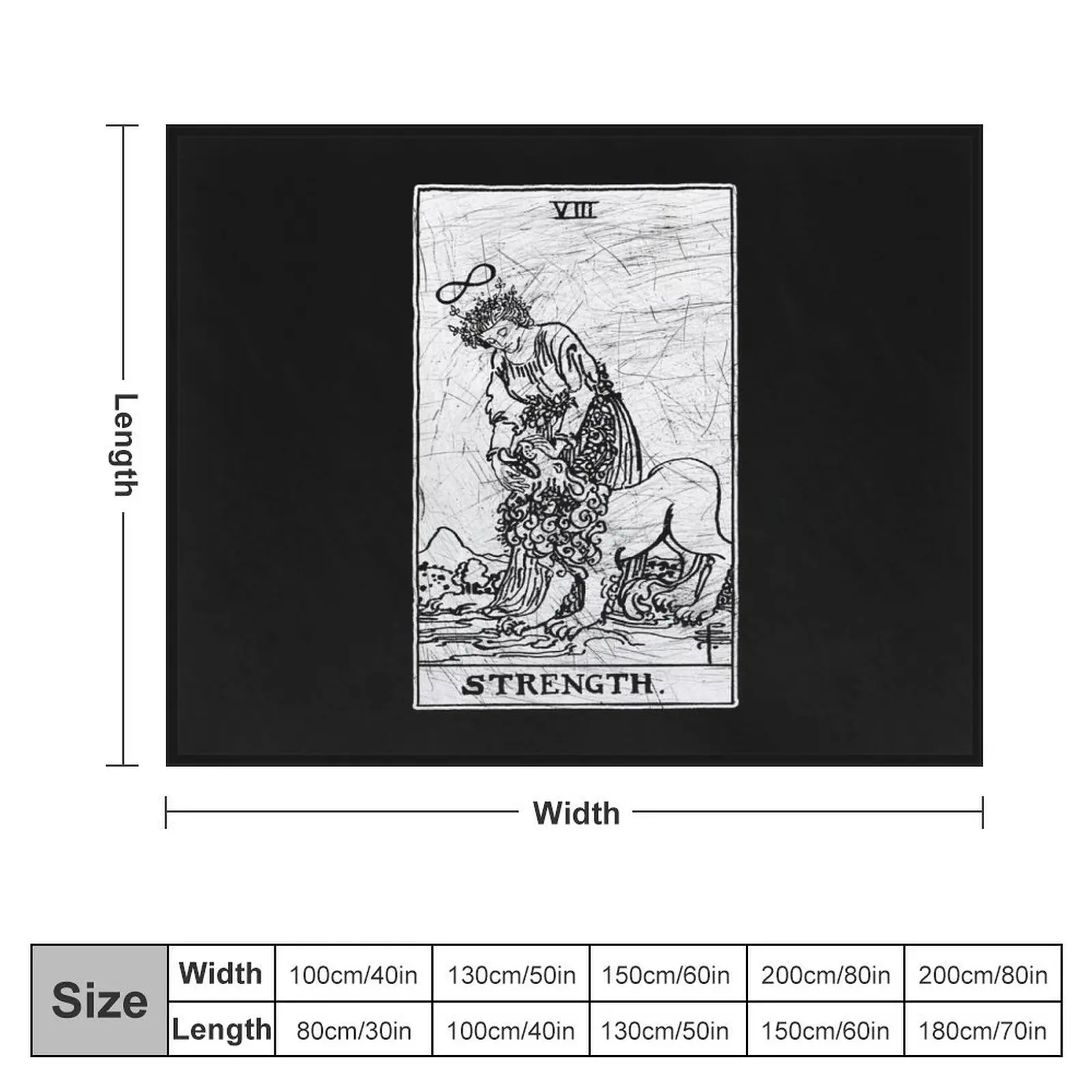 Strength Tarot Card - Major Arcana - fortune telling - occult Throw Blanket Stuffeds Furry blankets and throws Flannels Blankets