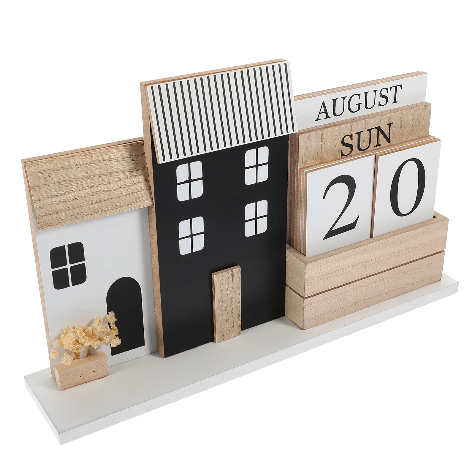 

Rustic Wooden Desk Calendar Reusable Weekly Date Display Standing Decorative Calendar for Office Home Bookshelf Desktop