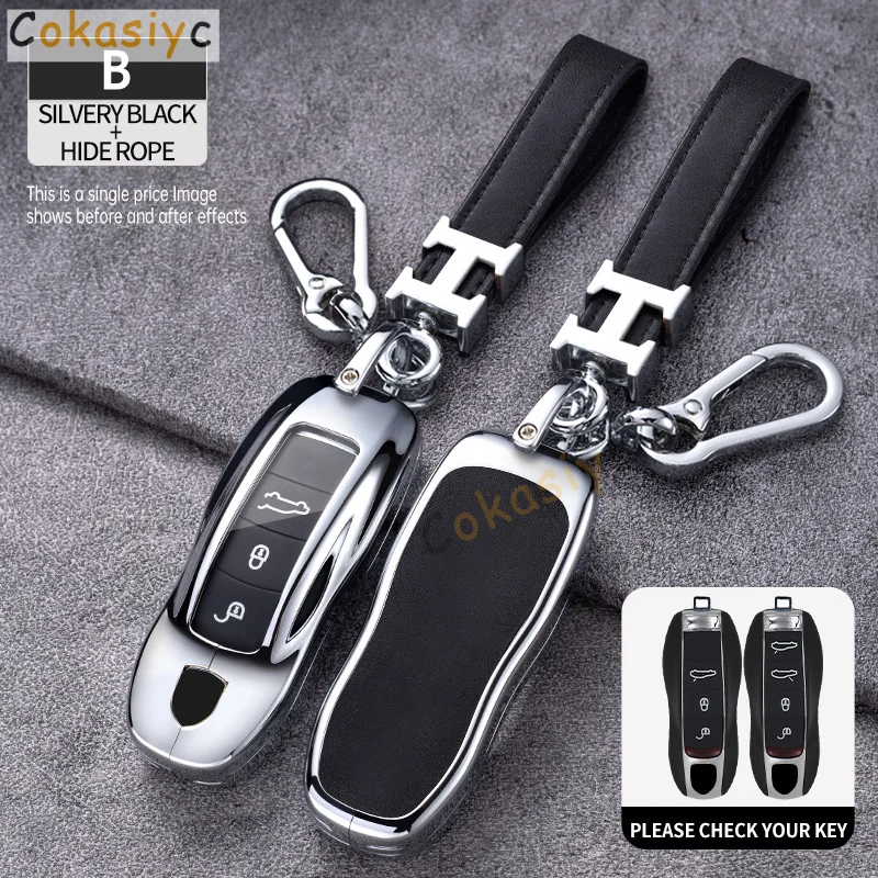 Zinc Alloy Car Remote Key Case Cover For Porsche Cayenne Macan 718 Taycan Boxster Cayman Panamera 911 918 996 997 991 Keychain