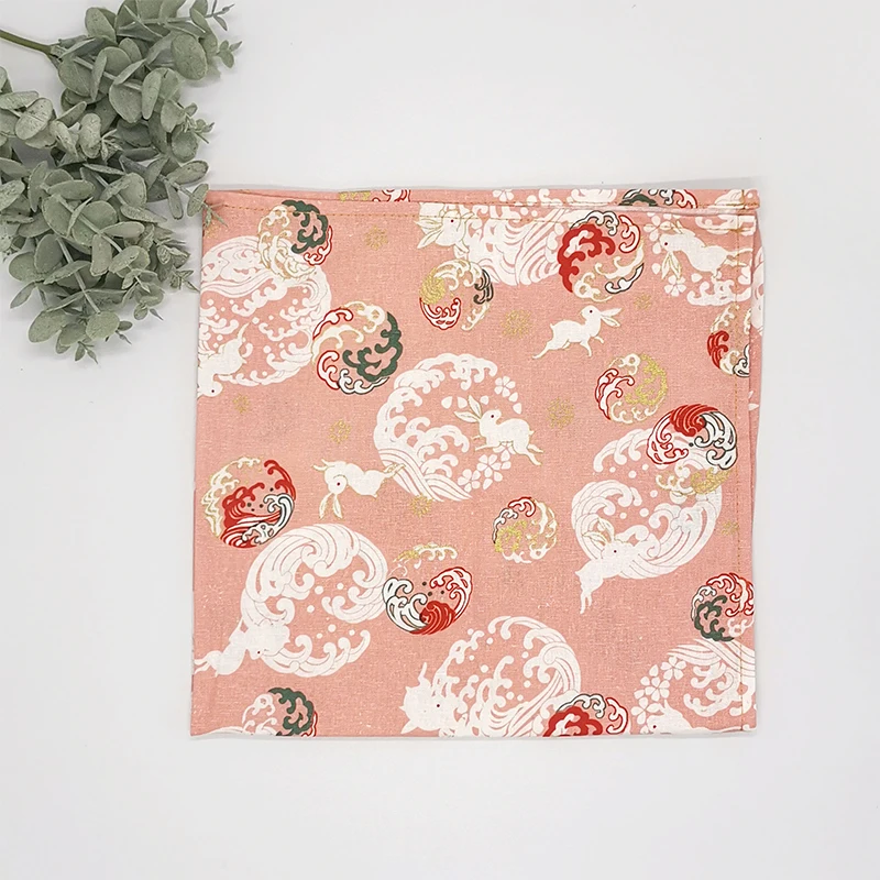 Japanese Style Wrapping Cloth Handkerchief Furoshiki Cotton Bronzing Fabric For Diy Bento Wrapping Cloth Gift Box Packaging