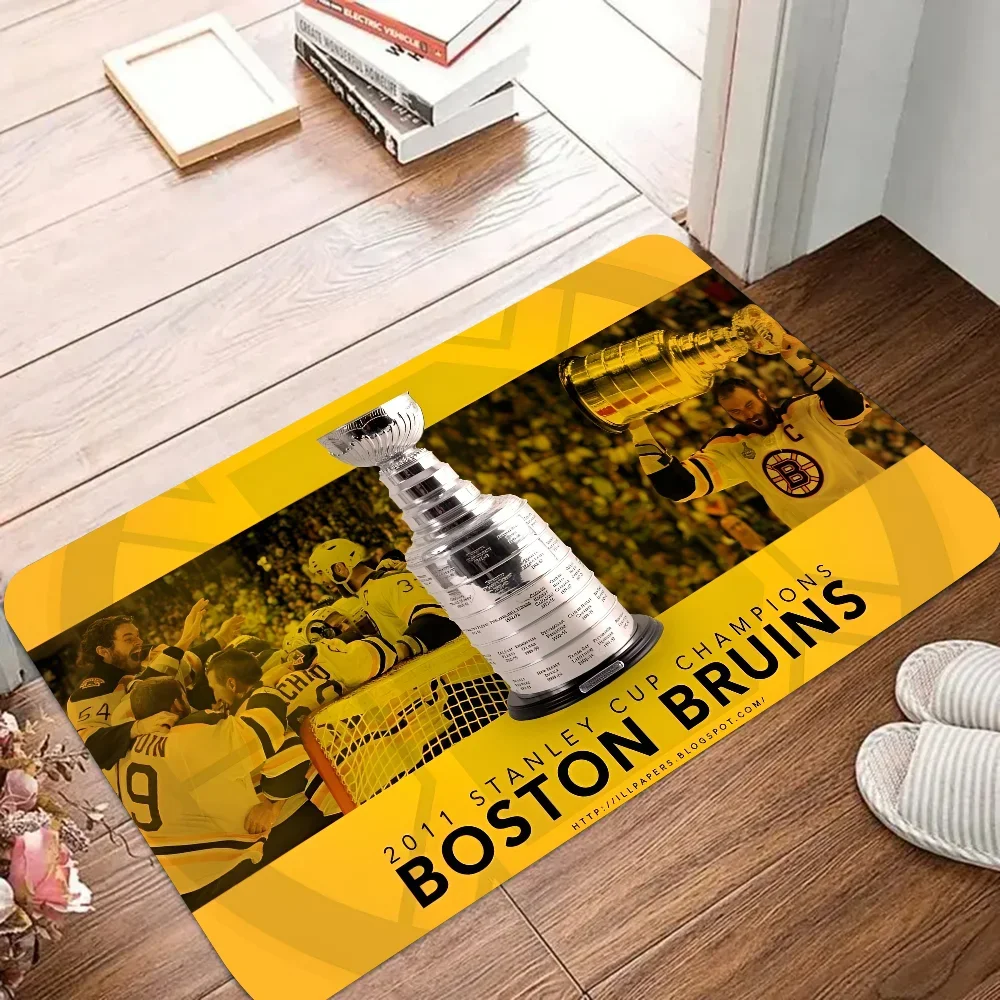 1PC Boston Bruins Floor Mats Door Mats Household Carpets Foot Mats Kitchen And Bathroom Absorbent Non-slip Mats