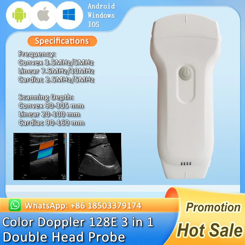 Wireless Portable Ultrasound Probe scanner WIFI Doppler wifi ultrasound scanner Machine support iOS Android Windows