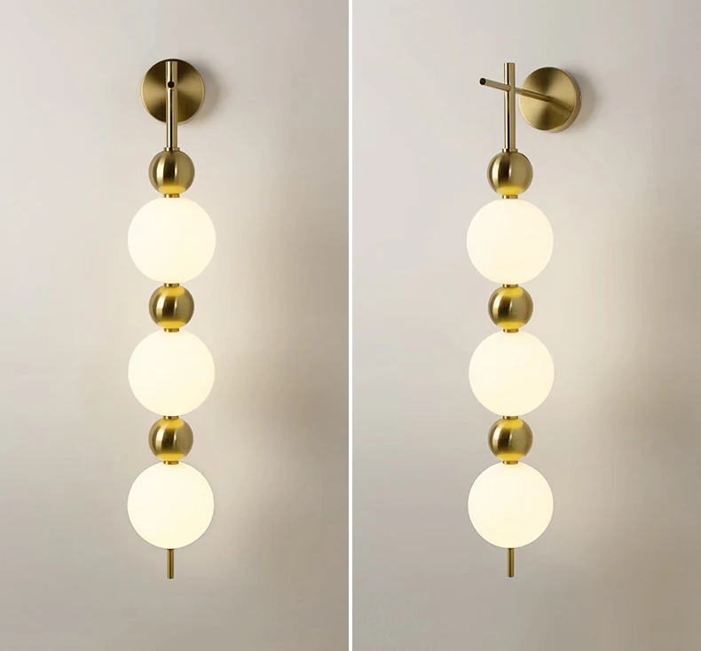 Design LED Wall Lamp White Acrylic Ball Gold Metal Bedrooom