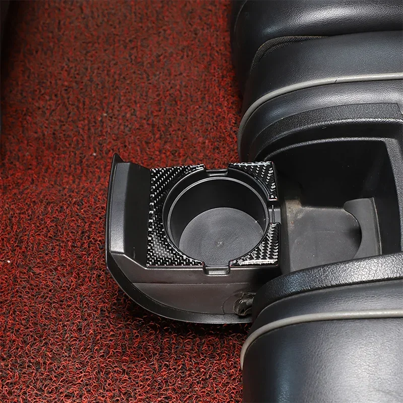 For Hummer H3 2005-2009 Car Rear Cup Holder Panel Decoration Sticker Soft Carbon Fiber Interior Accessories