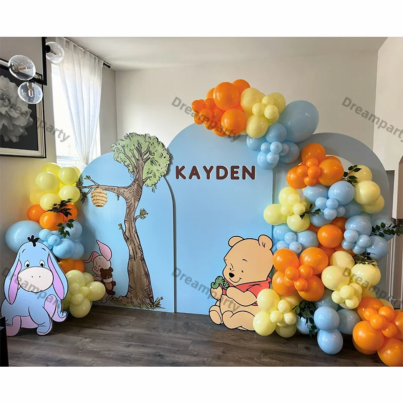 

142pcs Blue Orange Yellow Balloons Garland Set Neutral Balloon Arch Kid Baby Shower 1st 2nd Birthday Wedding Decoration Supplies