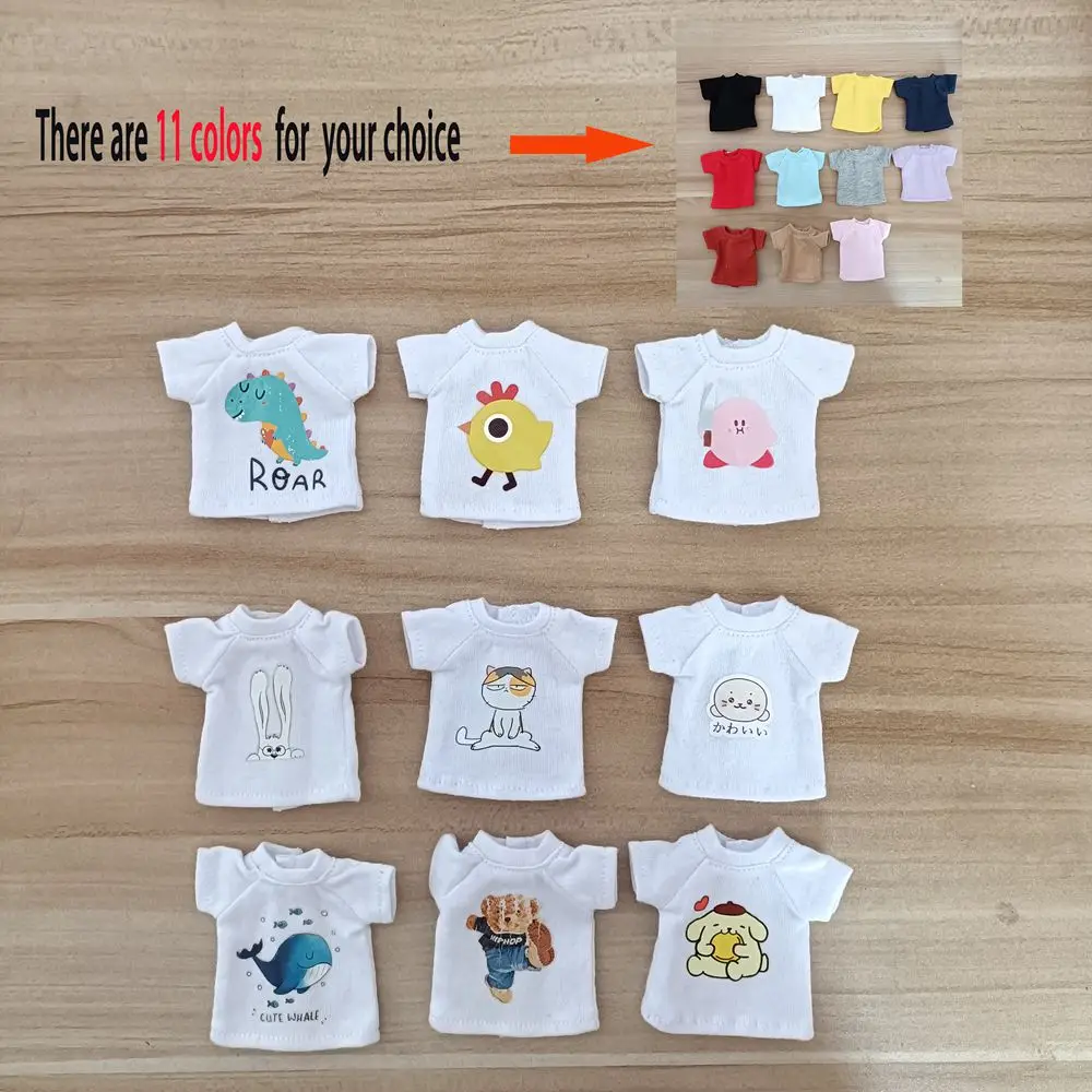 New OB11 Clothes Cartoon Pattern Cute T-shirt Suitable for obitsu11 Molly 1/8 1/10 Dolls 1/12 BJD Shirts Accessories