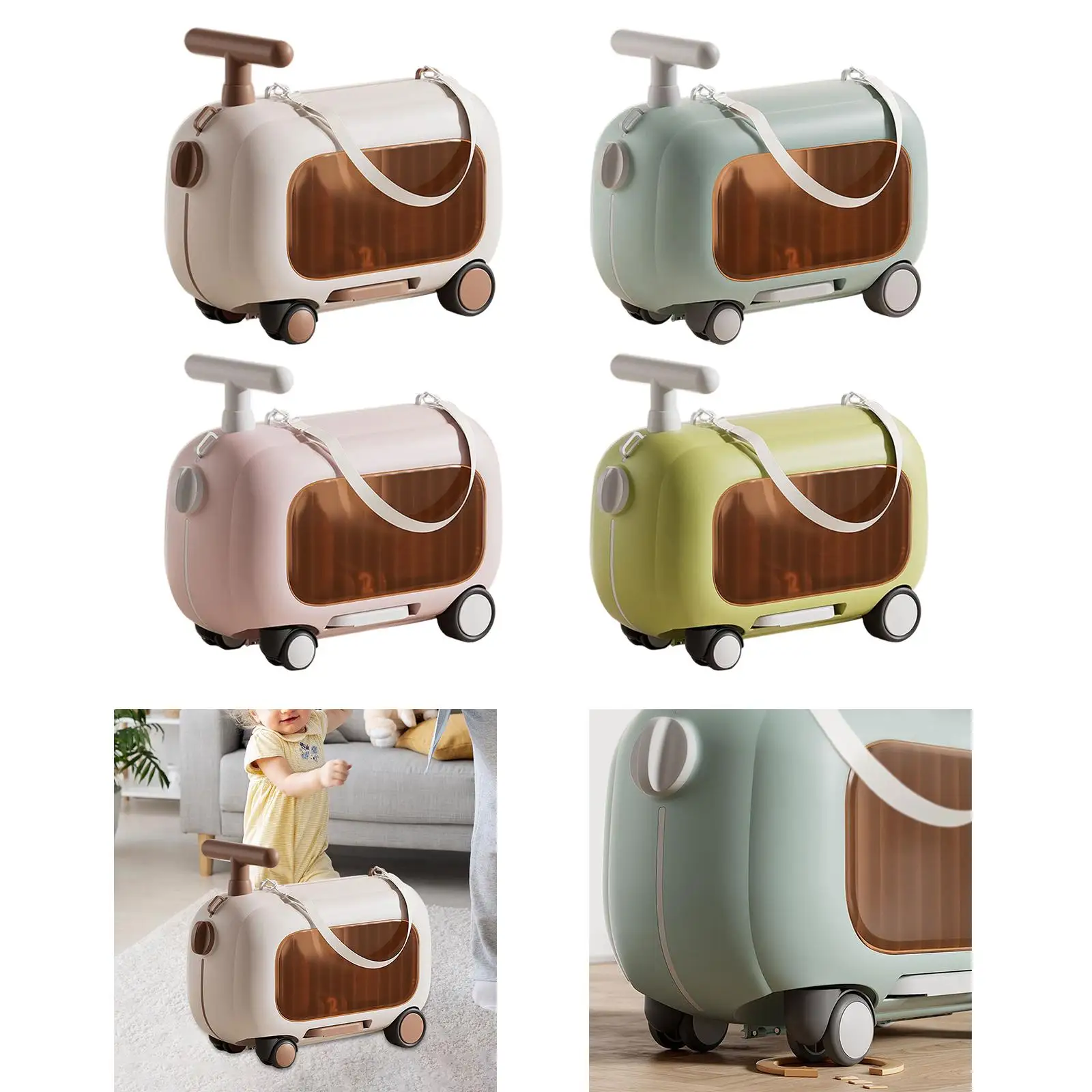 

Kids Luggage Lightweight Ride on Suitcase Hardside Rolling Trolley Travel Bag with Wheels for Children Trip