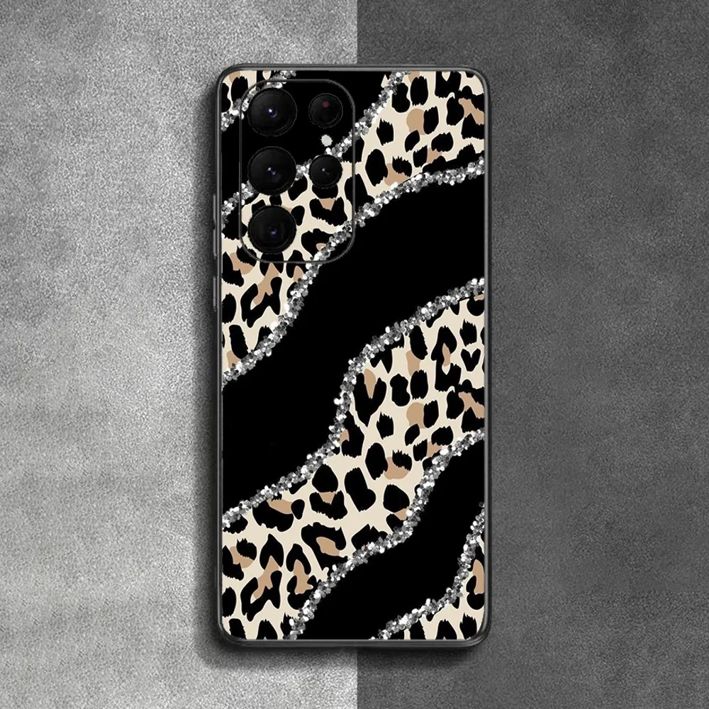 Tiger Leopard Print Panther Phone Case For Samsung Galaxy A52 A12 A51 S21 Edge S22ULTRA S23 S20LITE Plus Ultra Black Cover