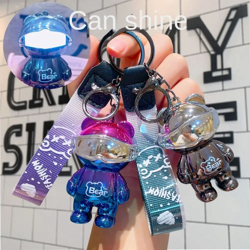 

Cute Glowing Eye Mask Bear Keychain Mechanical Bear Gradient Glowing Gradient Bear Keyring Cute Cartoon Outdoor