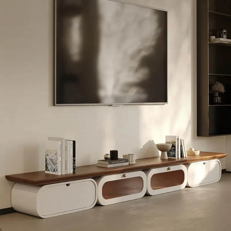 High-end light luxury small apartment solid wood TV cabinet, living room household advanced floor cabinet