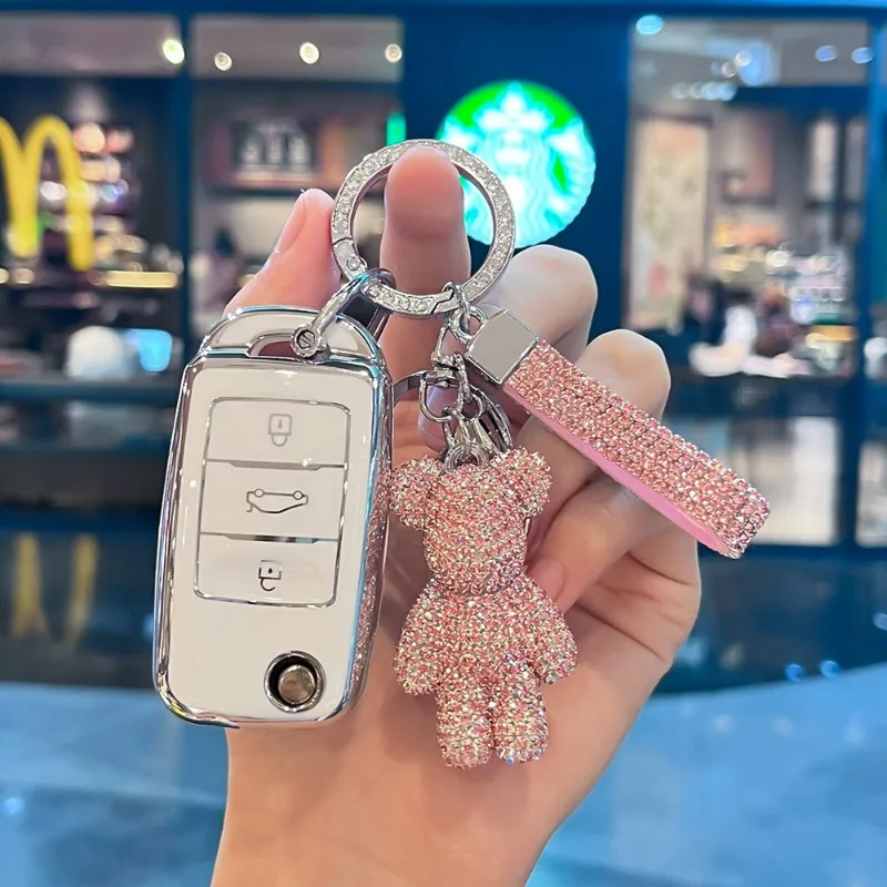 Car Key Fob Cover for CHANGAN Lumin Benben E-star Eado XT Eida CS15 Ruicheng CC Yuexiang V7, Women Key Shell Bag Keychain Auto