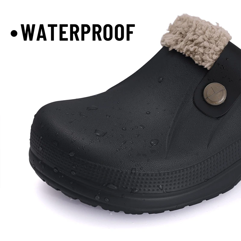 Smile Winter Fuzzy Slippers for Women Men Indoor Outdoor Fur Lined Clogs Waterproof Warm House Slippers Garden Clogs Light Shoes