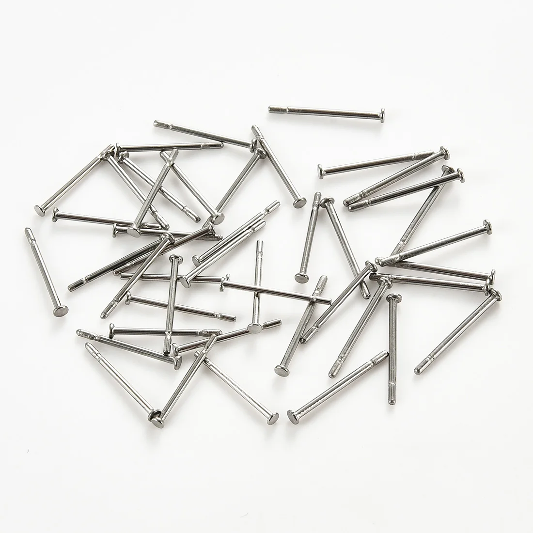 300Pcs 304 Stainless Steel Blank Earring Posts Silver Color 1.5MM Flat Pad Studs For DIY Jewelry Dangle Earrings Making Supplies