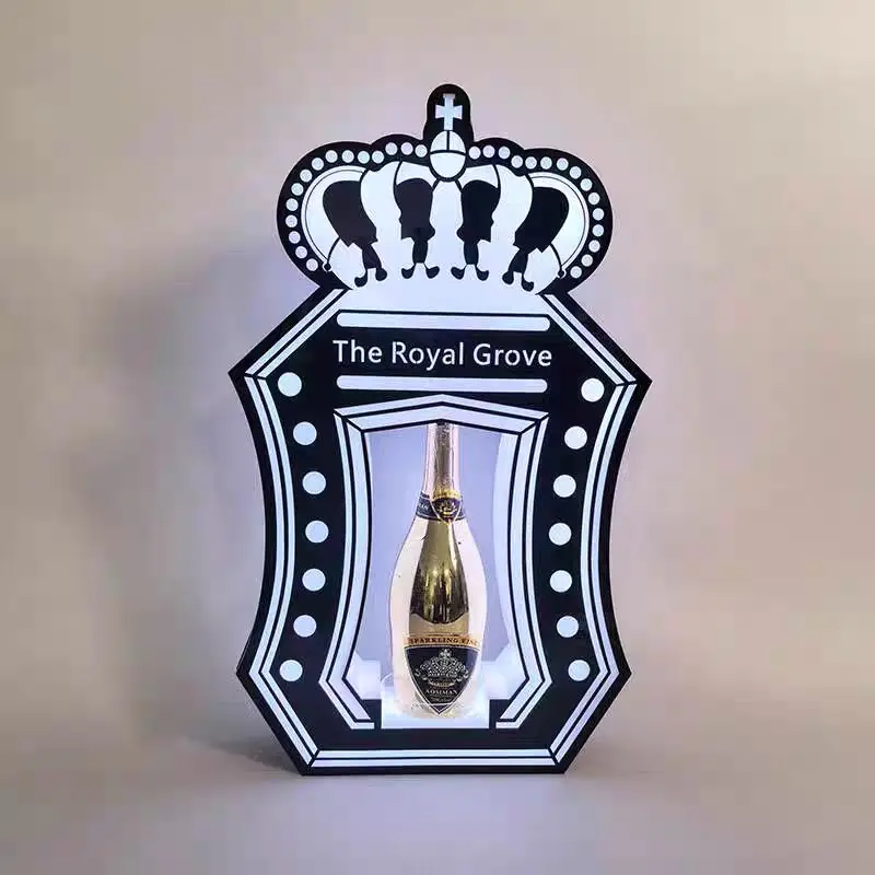 Rechargeable Gold LED Lighted Champagne MoetChandon Bottle Presenter Glorified Display Rack Wine Bottle Holder VIP Service