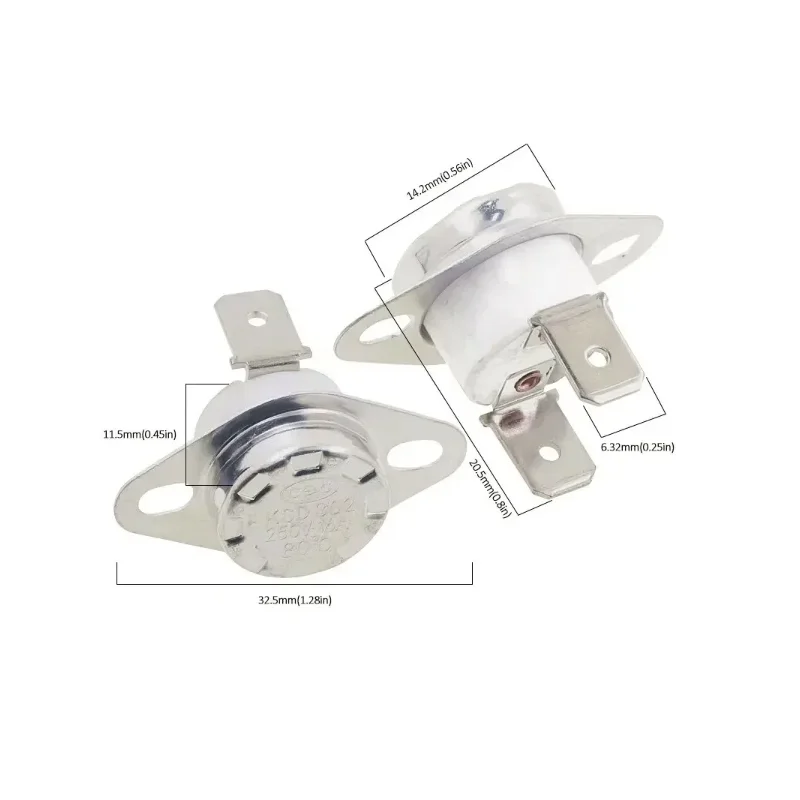 10PCS KSD302 Ceramic Thermostat Switch 16A 250V NC NO 40°C-300°C Thermal Protector