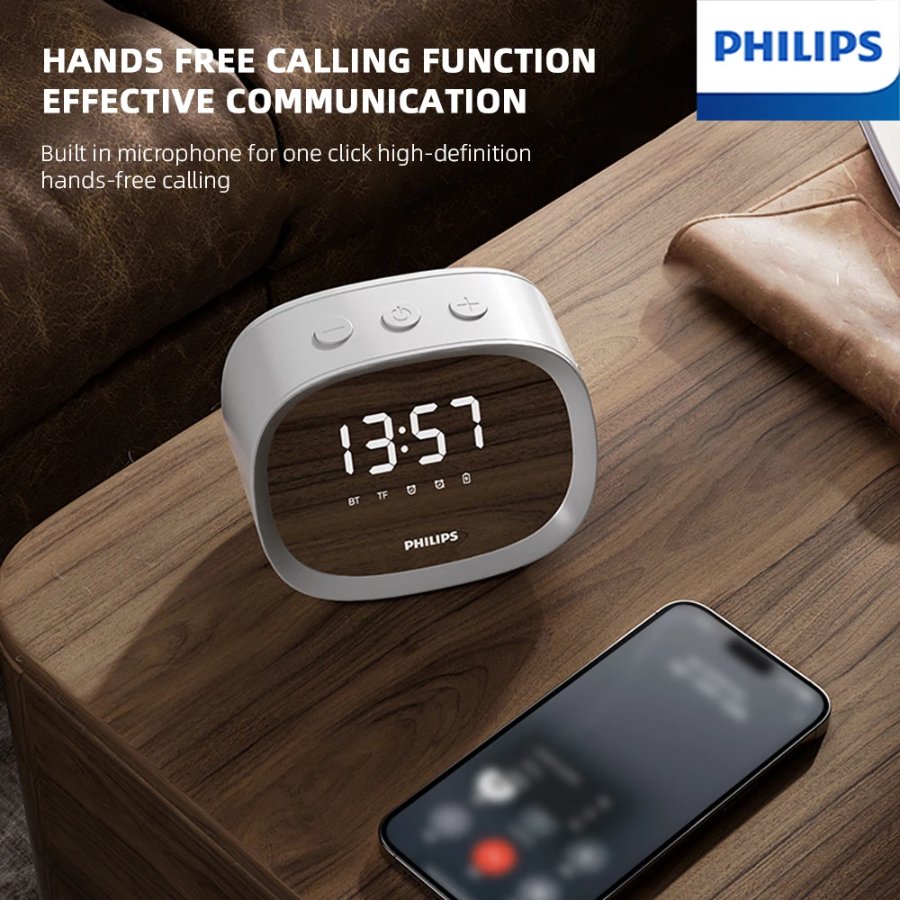 Philips TAS2909 Wireless Speaker Home Desktop Mini Smart Bedhead Alarm Clock Multi-functional Bluetooth Speaker Exquisite Gifts