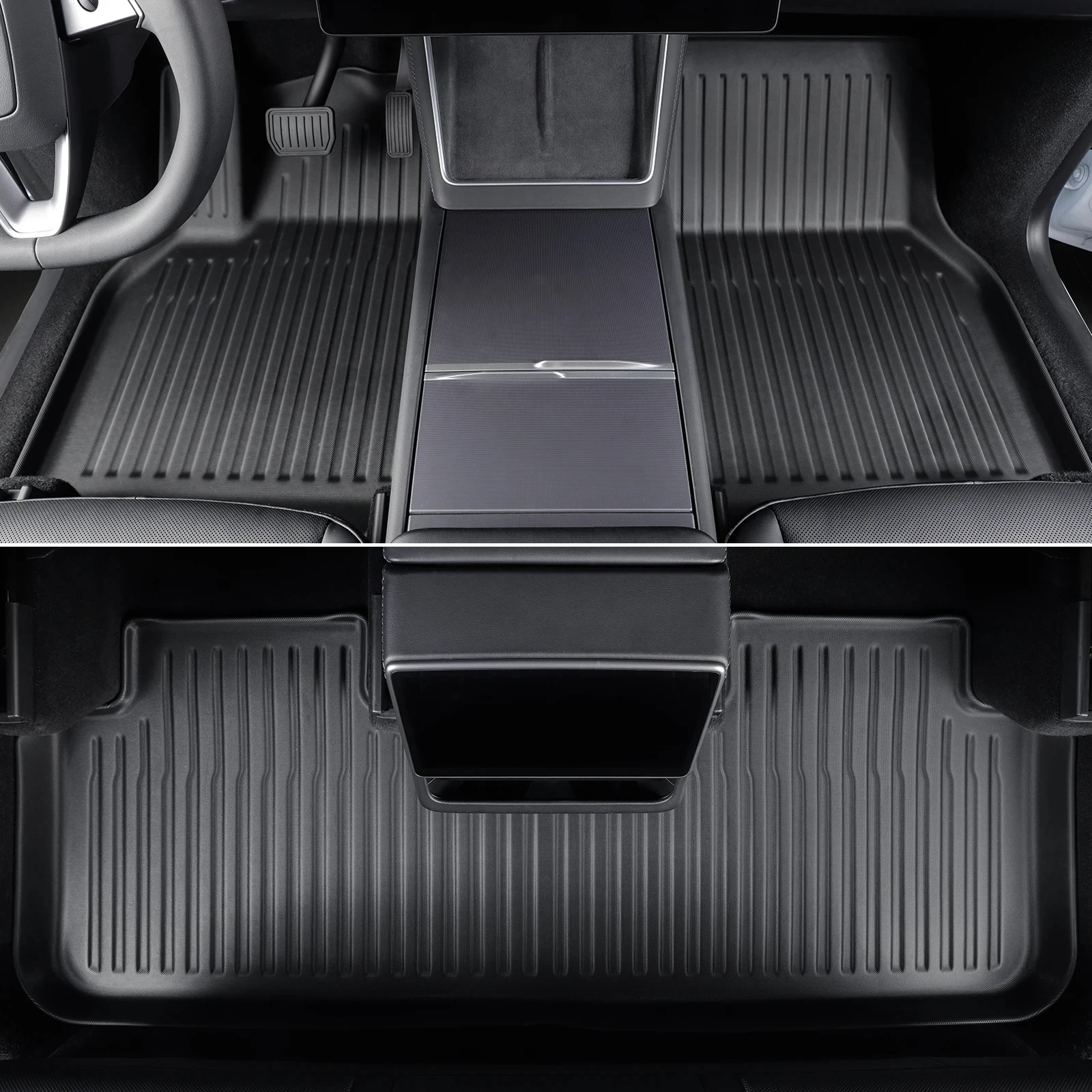 LUCKEASY Floor Mats for New Tesla Model Y 5seats Launch 2025+ Juniper TPE Cargo Liner Trunk Mats Backrest Pad Protection Black