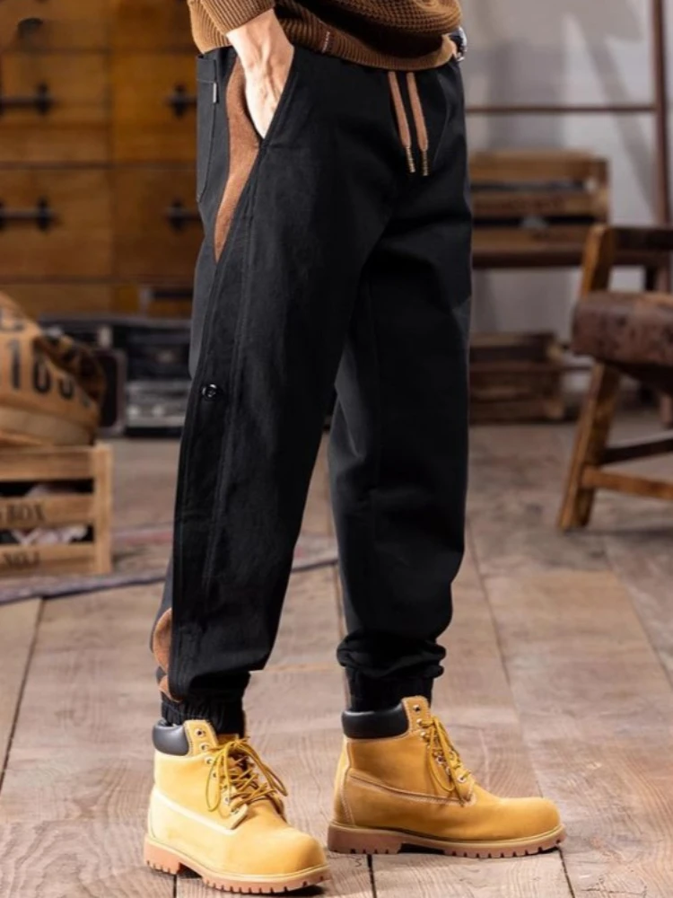 Men's American Style Fashion Cargo Pants Thickened Casual Trousers for Fall Winter Loose Fit New Arrival​